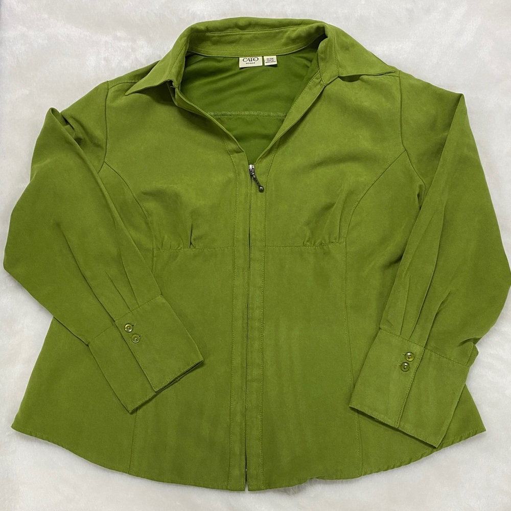 Green suede blouse